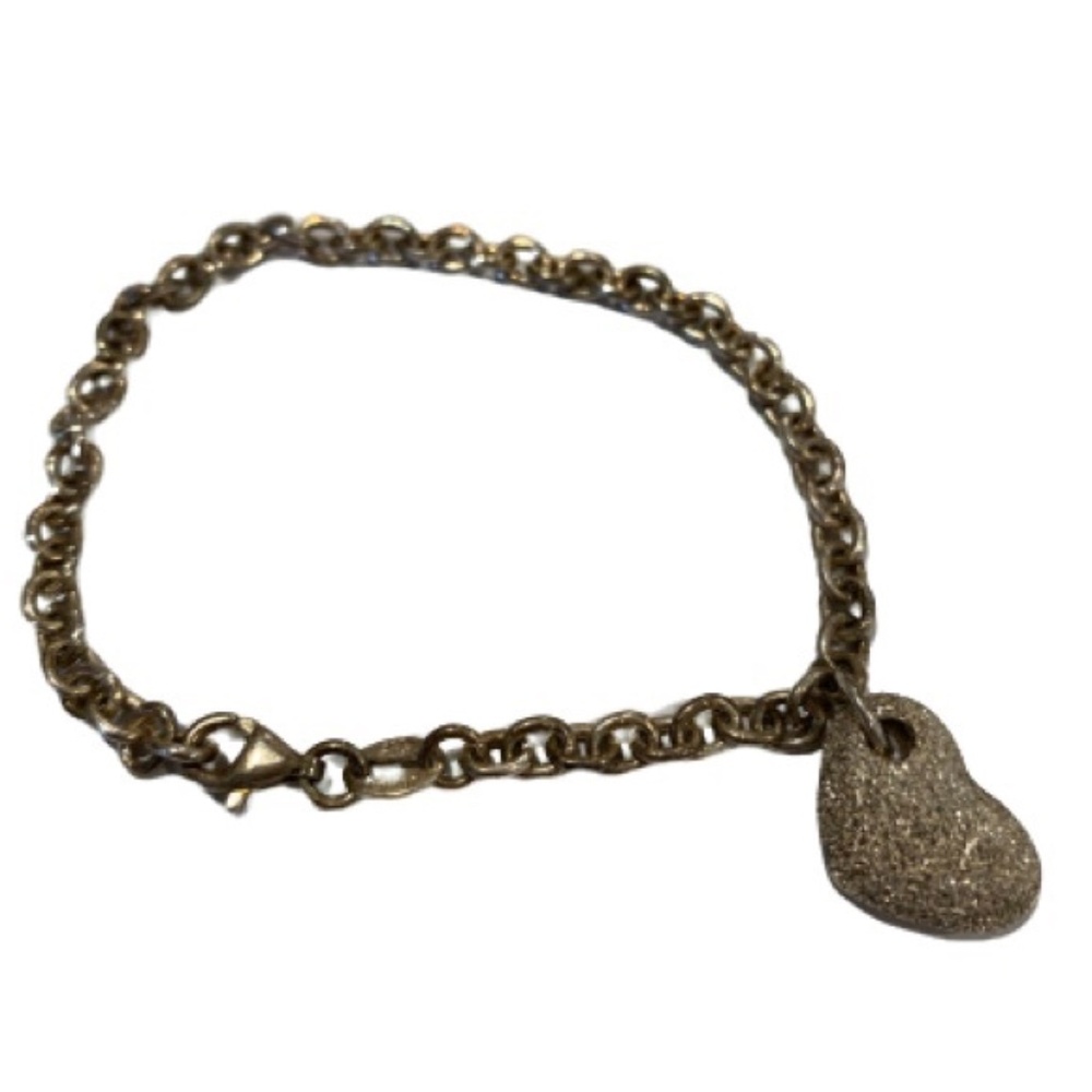 Sterling Silver stamped Pave Charm Bracelet